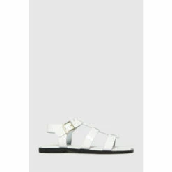 Schuh White Tyrion Leather Gladiator Sandals