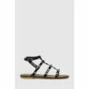 Schuh Black Tara Leather Studded Gladiator Sandals
