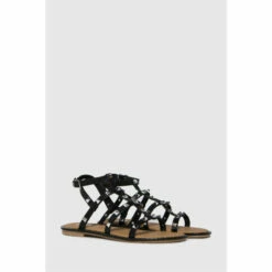 Schuh Black Tara Leather Studded Gladiator Sandals -Schuh Shop unnamed file 1127