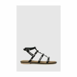 Schuh Black Tara Leather Studded Gladiator Sandals -Schuh Shop unnamed file 1129