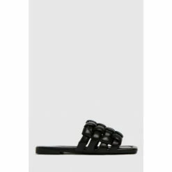 Schuh Black Tilde Weave Square Toe Sandals