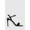 Schuh Black Croc Effect Block Heel Sandals
