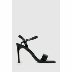 Schuh Black Croc Effect Block Heel Sandals