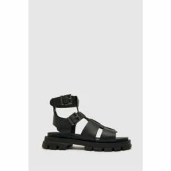 Schuh Trace Black Leather Chunky Sandals