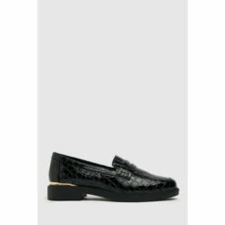 Schuh Natural Lenzo Croc Effect Patent Loafers