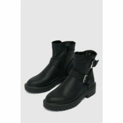 Schuh Black Wide Fit Ashley Biker Boots -Schuh Shop unnamed file 1329