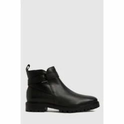 Schuh Black Cinthia Leather Buckle Boots