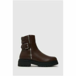 Schuh Brown Arya Buckle Biker Boots -Schuh Shop unnamed file 1414