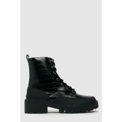 Schuh Black Autumn Rubber Detail Croc Effect Boots