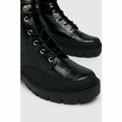 Schuh Black Autumn Rubber Detail Croc Effect Boots -Schuh Shop unnamed file 1417