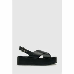 Schuh Black Trini Cross Strap Flatforms