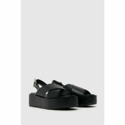 Schuh Black Trini Cross Strap Flatforms -Schuh Shop unnamed file 144