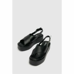 Schuh Black Trini Cross Strap Flatforms -Schuh Shop unnamed file 145