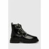 Schuh Black Alyssa Leather Buckle Hardware Boots
