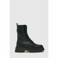 Schuh Aaliyah Black High Cut Buckle Boots