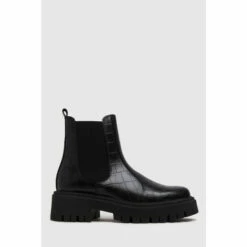 Schuh Avelina Black Leather Chunky Chelsea Boots