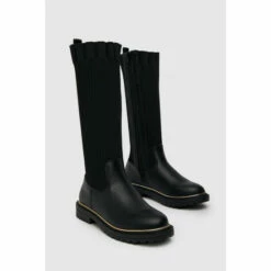 Schuh Dreamer Black Stretch High Leg Boots -Schuh Shop unnamed file 1823