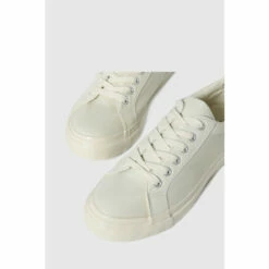 Schuh Beige Maisie Canvas Lace Up Trainers -Schuh Shop unnamed file 1914