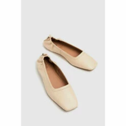 Schuh White Lenore Square Toe Ruched Ballet Shoes -Schuh Shop unnamed file 299