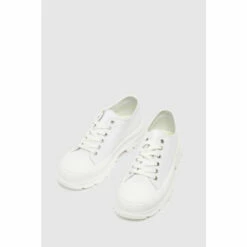Schuh White Nemo Canvas Lace Up Trainers -Schuh Shop unnamed file 350