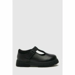 Schuh Wide Fit Loopy Black Leather T-Bar Shoes