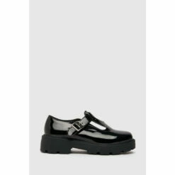 Schuh Lyra Patent Chunky T-Bar Black Shoes