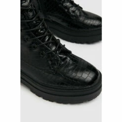 Schuh Black Aileen Croc High Cut Lace Up Boots -Schuh Shop unnamed file 503