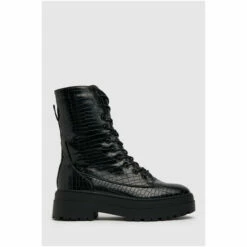 Schuh Black Aileen Croc High Cut Lace Up Boots -Schuh Shop unnamed file 504