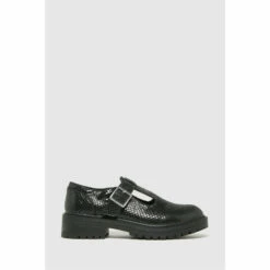 Schuh Black Lani Snake Effect T-Bar Shoes