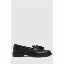 Schuh Black Lorri Croc Leather Loafers -Schuh Shop unnamed file 721