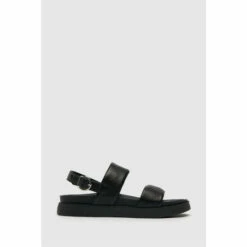 Schuh Tasha Black Leather Double Band Sandals