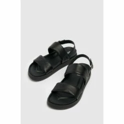 Schuh Tasha Black Leather Double Band Sandals -Schuh Shop unnamed file 750