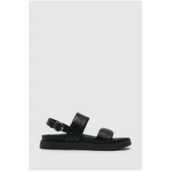Schuh Tasha Black Leather Double Band Sandals -Schuh Shop unnamed file 751