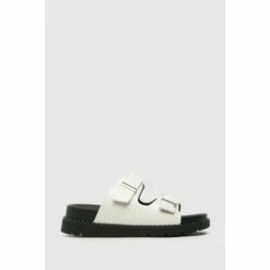 Schuh Tess White Croc Studded Footbed Sandals