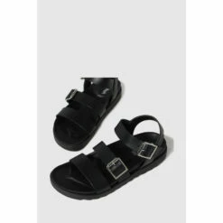 Schuh Black Chaser Leather Chunky Buckle Sandals -Schuh Shop unnamed file 780
