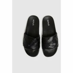 Schuh Black Tibby Weave Slide Sandals -Schuh Shop unnamed file 837