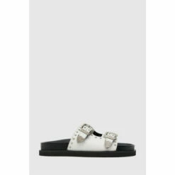 Schuh White Treasure Leather Studded Sandals