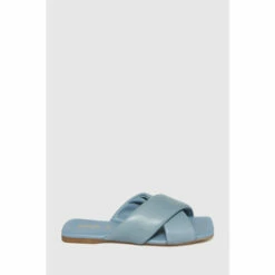 Schuh Blue Tania Leather Cross Strap Sandals